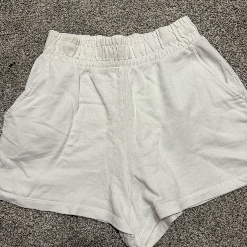 Zara High Waist Cream Shorts